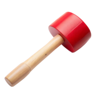 Red Wooden Toy Hammer with Natural Handle Isolated on transparent png