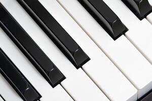 Piano keys top view closeup photo