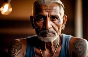An elderly Indian, a native American photo