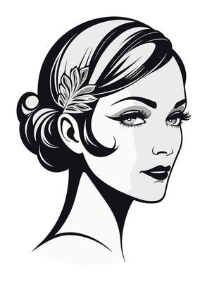 Gatsby glitz detailed side part updo hair with flowery accessory hairstyle 1920s