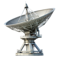 A large satellite dish antenna stands at a ground station, used for communication purposes png