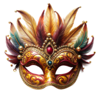Elegant venetian carnival mask with feathers png