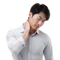 Young man experiencing neck pain png