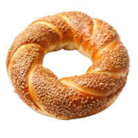 A golden-brown bagel twist generously covered with sesame seeds displayed on a transparent background png