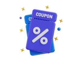 coupon with percent symbol 3d render concept of discount coupon icon illustration png