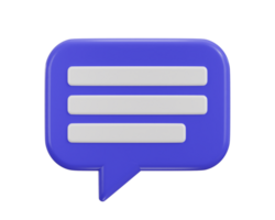 Chat message on speech bubble icon 3d rendering illustration png