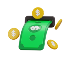 cash withdraw icon with golden coin icon 3d rendering illustration png