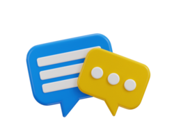 Chat message on speech bubble icon 3d rendering illustration png