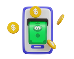 cash withdraw icon with golden coin icon 3d rendering illustration png