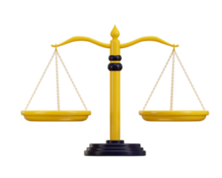 Balance de justice, équilibre et justice, concept de loi icône 3d le rendu illustration png