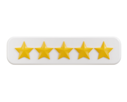 five stars ratting icon 3d render concept of customer feedback ratting icon illustration png