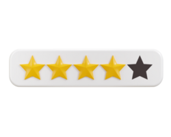 four stars ratting icon 3d render concept of customer feedback ratting icon illustration png