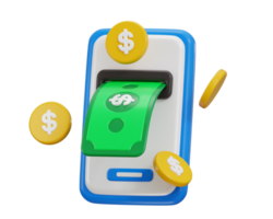 cash withdraw icon with golden coin icon 3d rendering illustration png