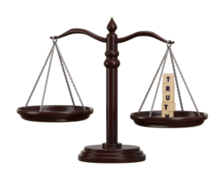 Scales of justice true judgement concept icon 3d rendering illustration png