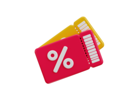 coupon with percent symbol 3d render concept of discount coupon icon illustration png