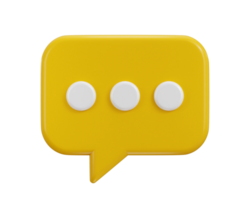 Chat message on speech bubble icon 3d rendering illustration png