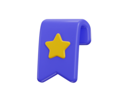 star with book mark icon 3d rendering illustration png