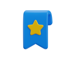 star with book mark icon 3d rendering illustration png