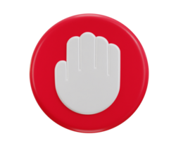 stop hand icon 3d render concept of traffic stop sign illustration png