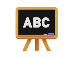 School blackboard icon with duster and chalk icon 3d rendering illustration png