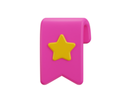 star with book mark icon 3d rendering illustration png