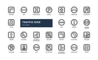 Traffic Sign Transportation road signpost guide warning attention caution detailed icon set vector