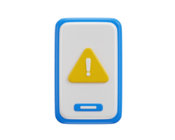inteligente telefone com Atenção ícone 3d render conceito do conectados segurança alerta ícone ilustração png