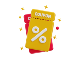 coupon with percent symbol 3d render concept of discount coupon icon illustration png