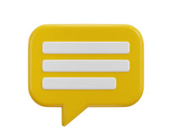 Chat message on speech bubble icon 3d rendering illustration png