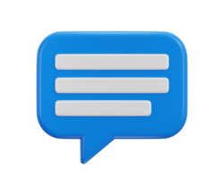 Chat message on speech bubble icon 3d rendering illustration png