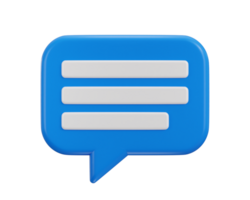 Chat message on speech bubble icon 3d rendering illustration png