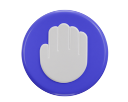 Arrêtez main icône 3d rendre concept de circulation Arrêtez signe illustration png