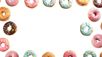 kleurrijk donut kader met leeg ruimte in de centrum voor uw tekst of logo png