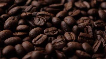 Closeup of brown roasted coffee beans, dark of bean, macro of bean, closeup of a bean video