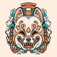 Japanese Kitsune mask art vector