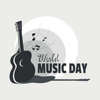 World Music Day posters with acoustic guitar silhouette vector