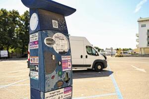 Rovigo Italy 29 july 2022 Parking meter for paid parking photo