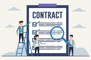 Contract Review and Analysis in Business Setting Illustration vector