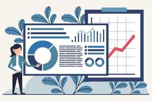 exhaustivo datos análisis y negocio crecimiento presentación vector