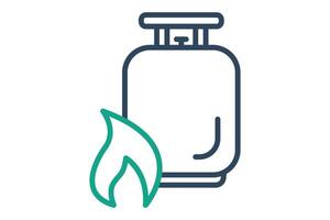 Gas icon. gas cylinder with fire. icon related to utilities. line icon style. utilities elements illustration vector