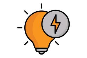 Electricity icon. light bulb with energy. icon related to utilities. colored outline icon style. utilities elements illustration vector
