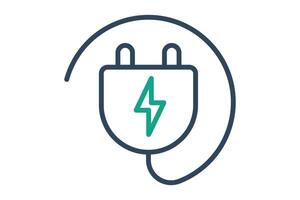 Plug icon. plug with energy. icon related to utilities. line icon style. utilities elements illustration vector