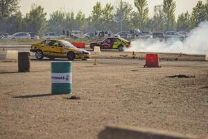 Villamarzana 10 September 2023 Intense car race capturing the thrill of drifting on a challenging circuit photo