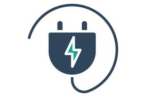 Plug icon. plug with energy. icon related to utilities. solid icon style. utilities elements illustration vector