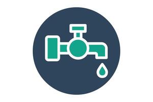 Water supply icon. water faucet. icon related to utilities. solid icon style. utilities elements illustration vector