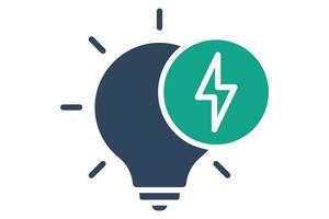 Electricity icon. light bulb with energy. icon related to utilities. solid icon style. utilities elements illustration vector