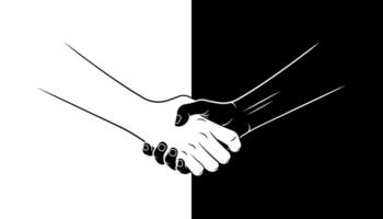 black and white men shaking hands background. vector