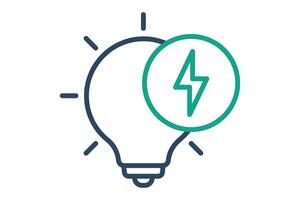 Electricity icon. light bulb with energy. icon related to utilities. line icon style. utilities elements illustration vector
