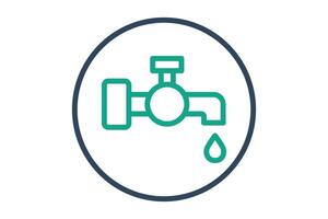 Water supply icon. water faucet. icon related to utilities. line icon style. utilities elements illustration vector