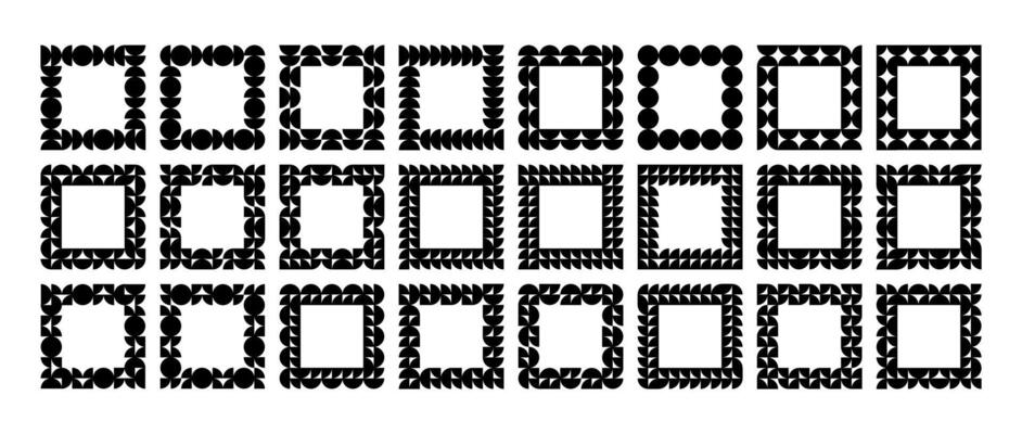 Geometric simple round circle abstract square border set